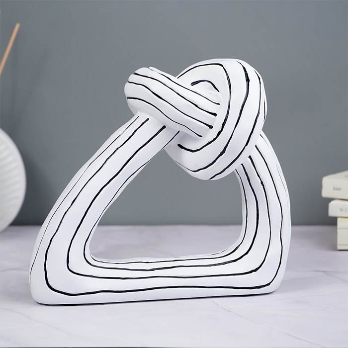 White and Black Striped Knot Sculpture