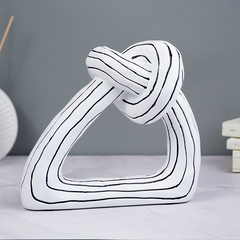 White and Black Striped Knot Sculpture