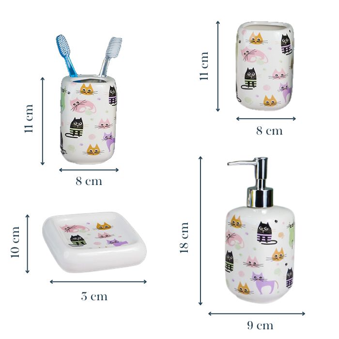 Cat Bathroom Set Kids Themed Bath Accessories