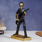 Black and Gold Guitar Player Sculpture - Modern Musician Decor