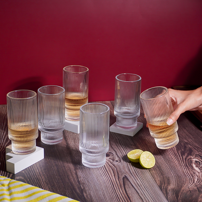 Premium Textured Drinking Glasses – Set of 6