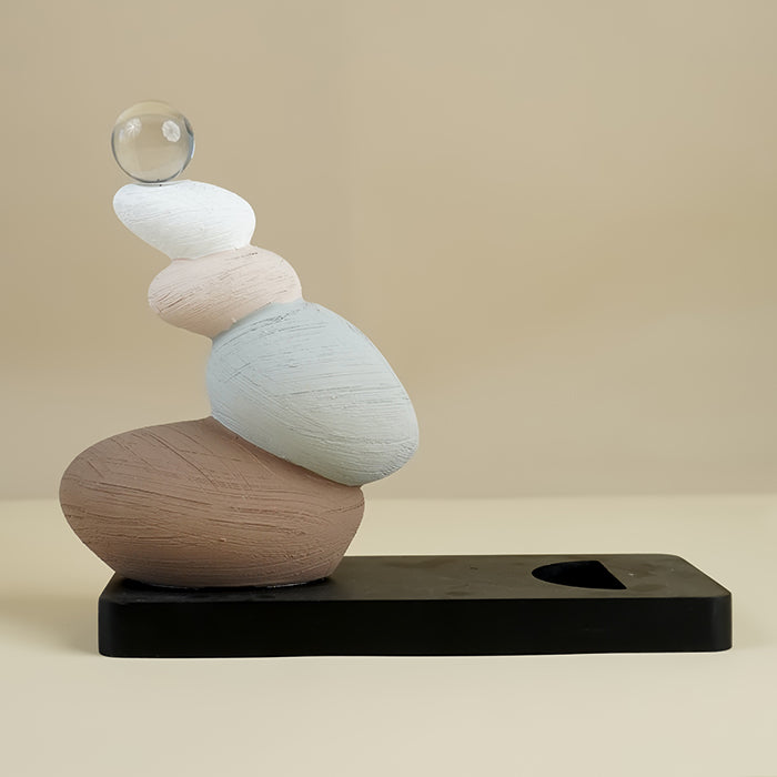 Stacked Stone Wine Bottle Holder with Neutral Tones Secondary image