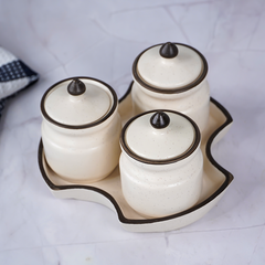 White Ceramic Pickle Jar Set | Set of 3