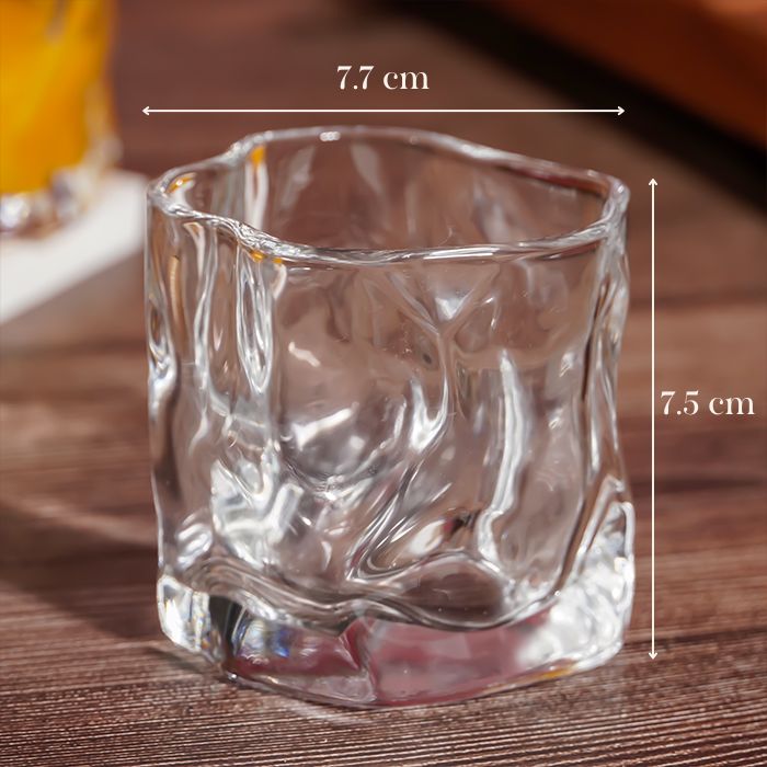 Irregular Wave Sculpted Clear Glasses Design - Set of 6