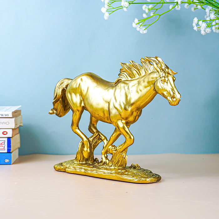 Golden Galloping Horse Figurine