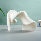 White Abstract Resin Sculpture with Fluid Folded Design