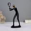 Black and Gold Tennis Player Sculpture - Modern Art Decor
