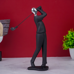 Black and Silver Golf Swing Sculpture