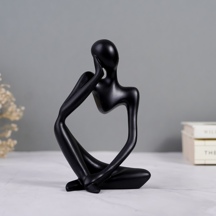 Black Abstract Thinker Sculpture with Modern Design