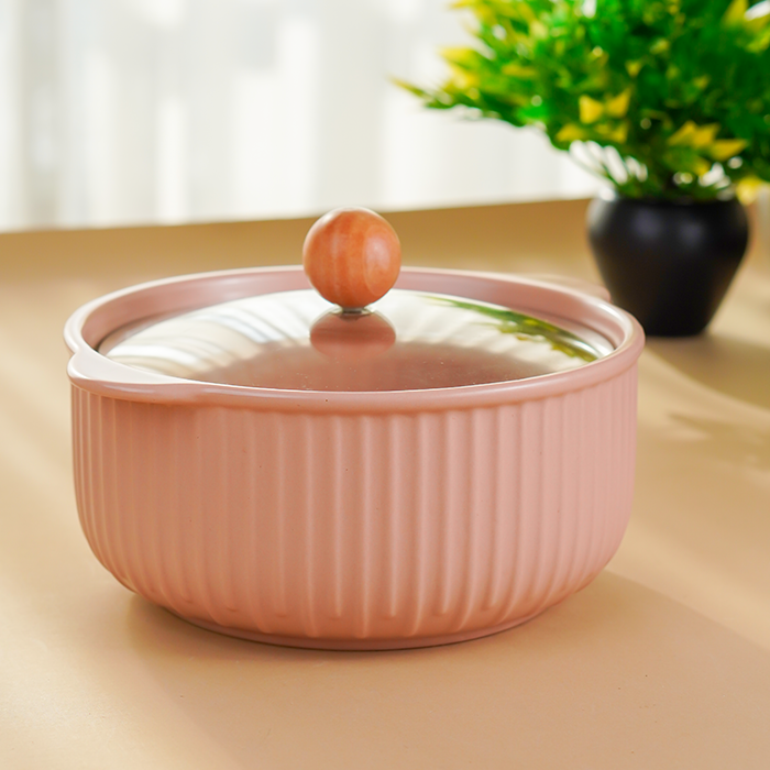 Pink Blossom Ceramic Casserole