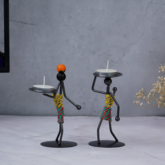 Colorful Tribal Candle Holder Figurines