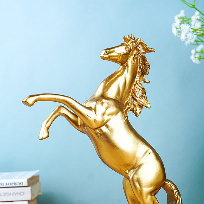 Golden Rearing Horse Figurine