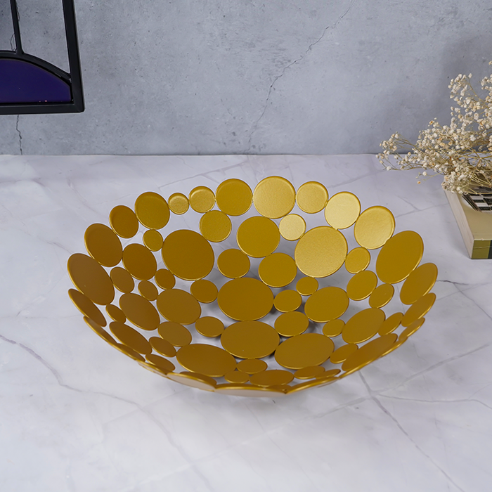 Gold Fruit Bowl with Round Discs