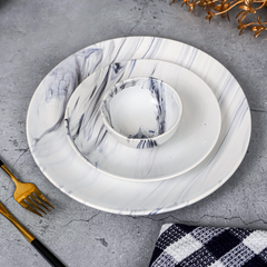 White Marble Ceramic Dinnerware - Set of 18