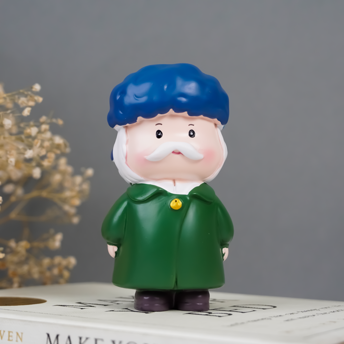 Cute Grandpa Figurine with Blue Hat and Green Coat