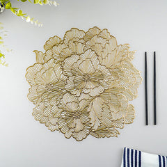 Gold Floral Cutout Table Mat with Peony-Inspired Design