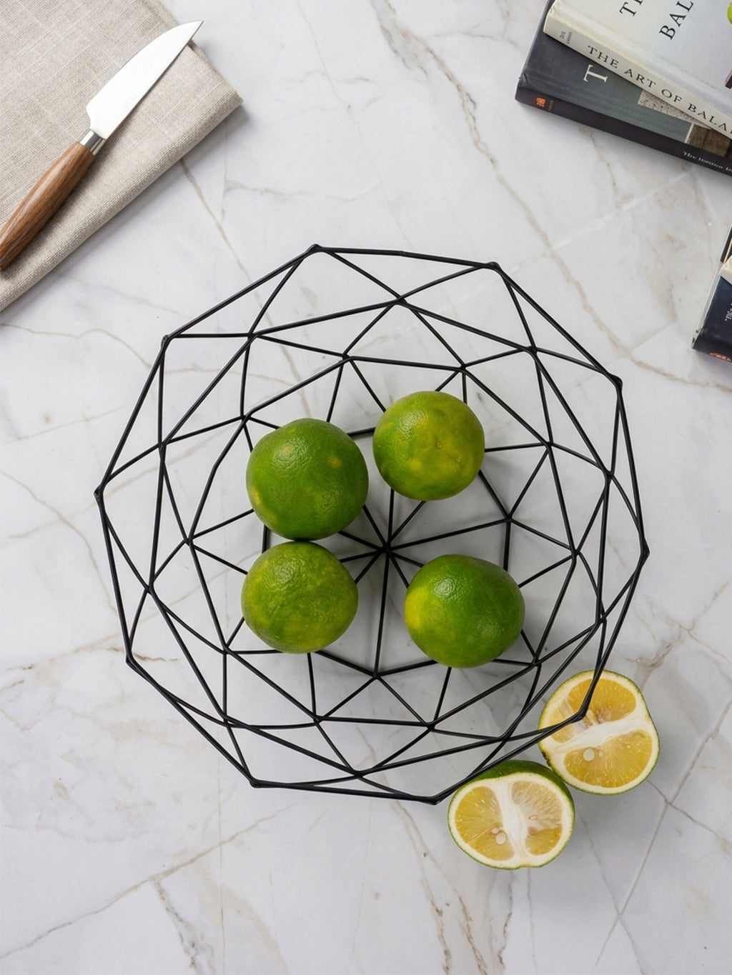 Black Geometric Metal Fruit Basket