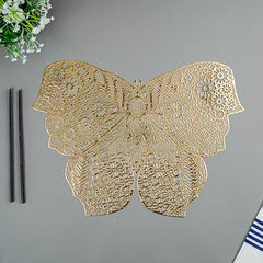 Gold Butterfly Cutout Table Mat with Intricate Floral Detailing