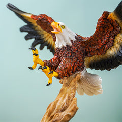 Bald Eagle Figurine on Wooden Perch