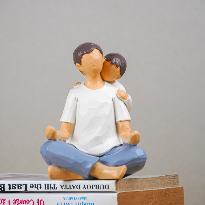 Father and Child Figurine in Neutral Tones