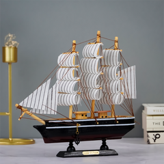 Black and White Model Ship Sculpture