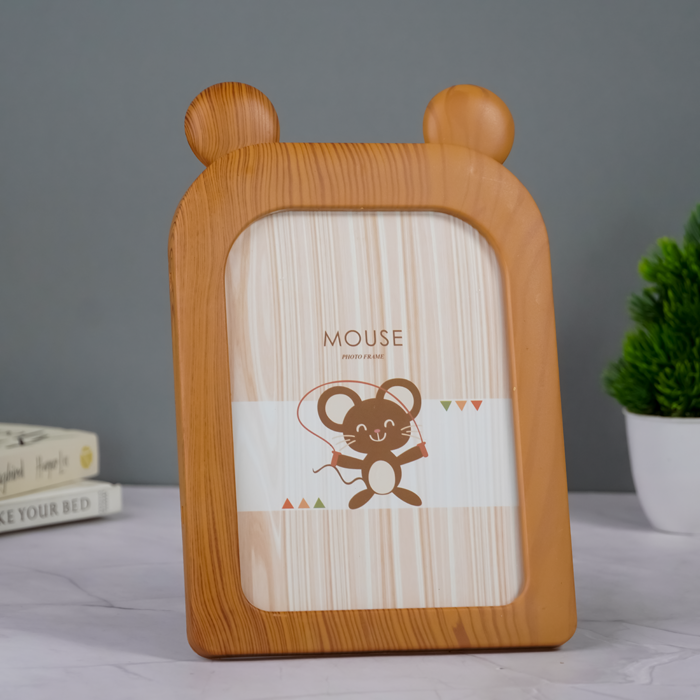 Natural Wood Mouse Photo Frame - Adorable Ear Design – The Golden Theory