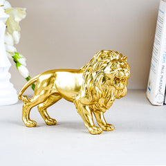 Golden Lion Figurine with Intricate Mane