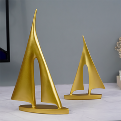 Gold Abstract Sailboat Sculptures