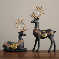 2Pcs Black Modern Deer Resin Figurines for Home Décor