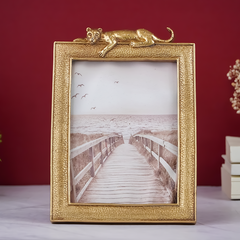 Gold Textured Photo Frame with Leopard Detail