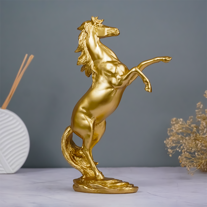 Gold Rearing Horse Sculpture