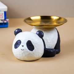 Panda-Shaped Figurine with Gold Plated Tray