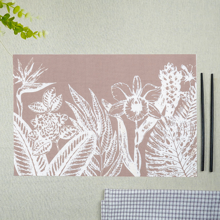 Dusty Pink Floral Table Mat with White Botanical Print