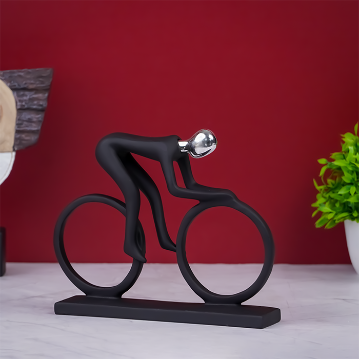 Black and Silver Cyclist Sculpture