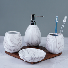 White Marble Art Bathroom Set – Luxurious Bath Accessories