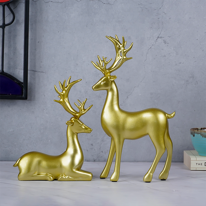 Gold Reindeer Statues