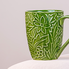 Embossed Green Ceramic Mug