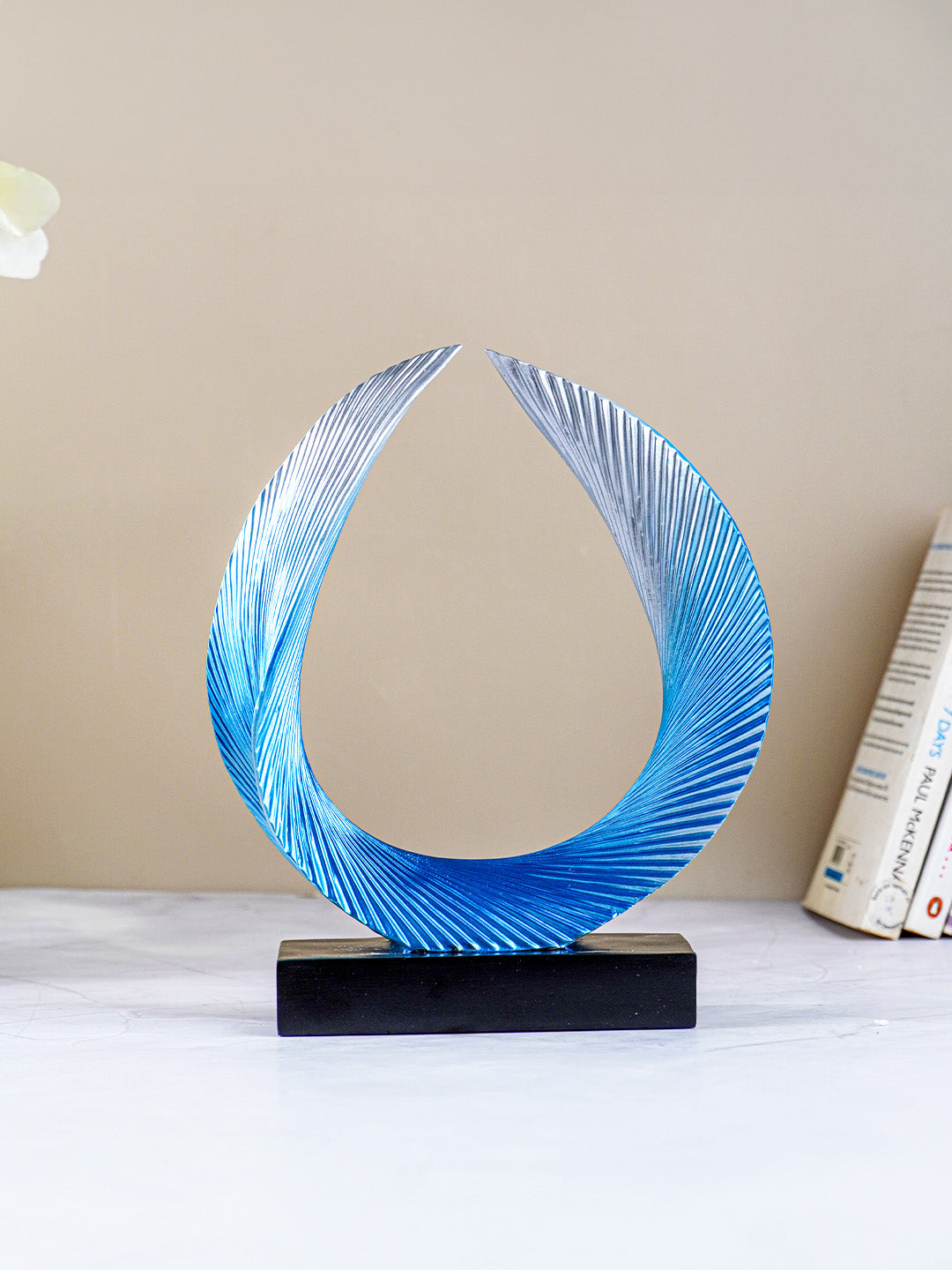 Blue and Silver Abstract Wave Sculpture Main image