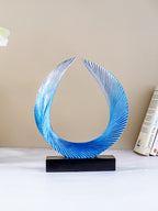 Blue and Silver Abstract Wave Sculpture