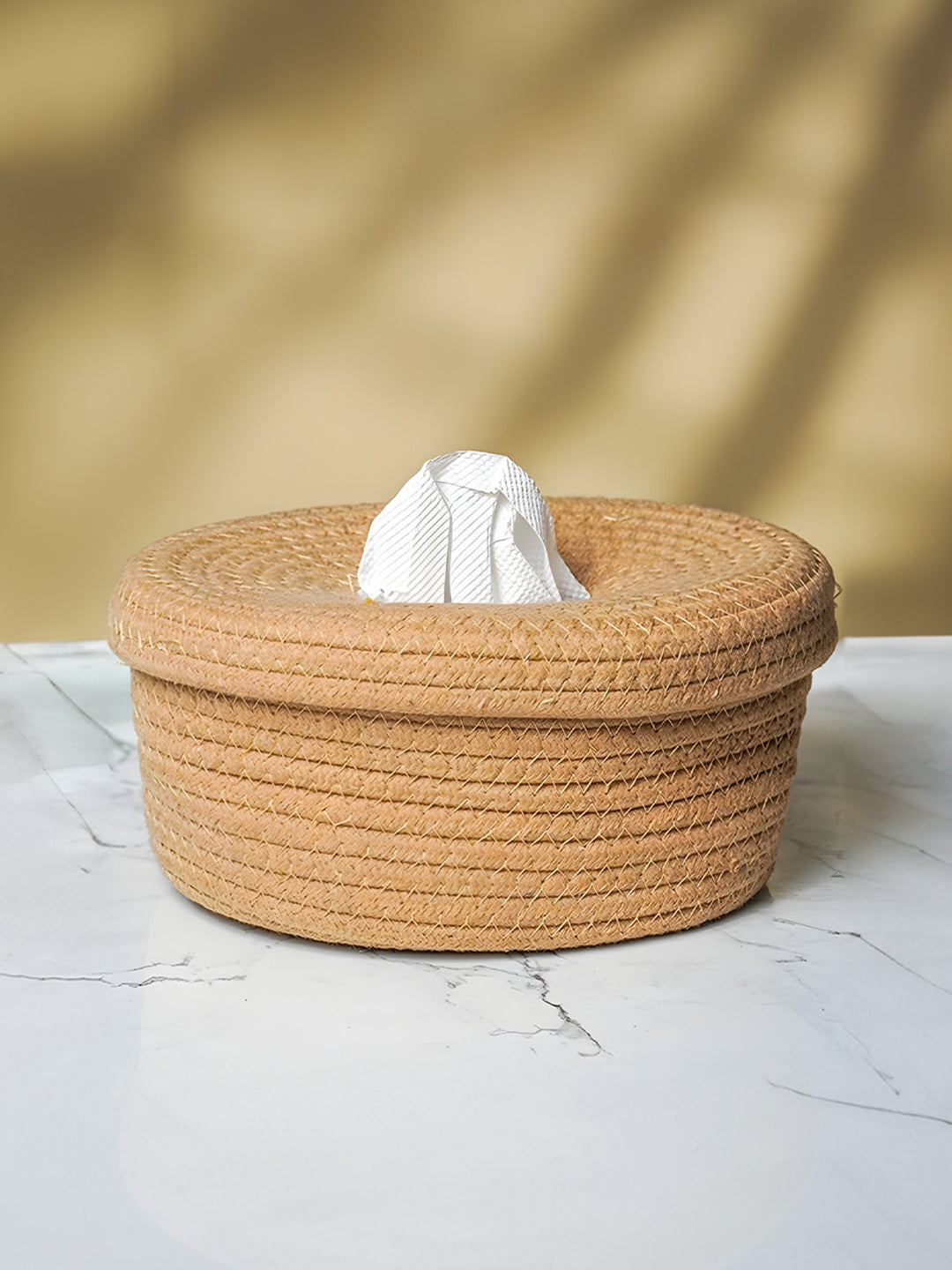 Natural Jute Tissue Box with Soft-Lid Top Main image