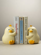 Yellow Ceramic Duck-Shaped Hugging Bookends
