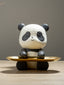 Black and White Panda Tray Holder with Gold Oval Plate