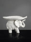 White Resin Elephant with Leaf Platter