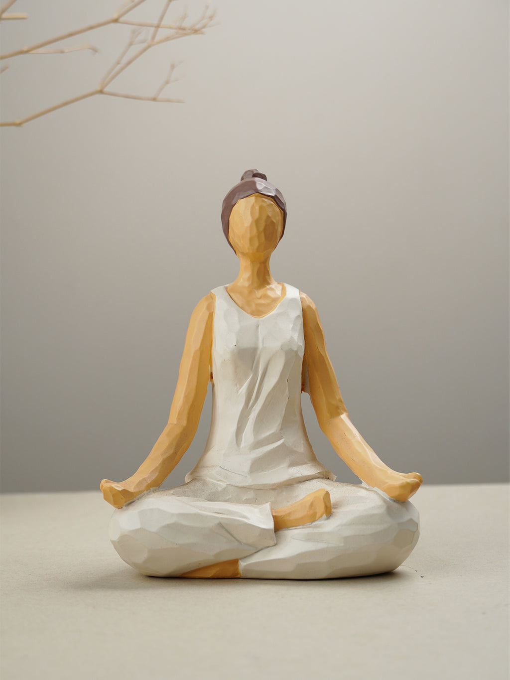 Yoga Figurine in White with Textured Finish
