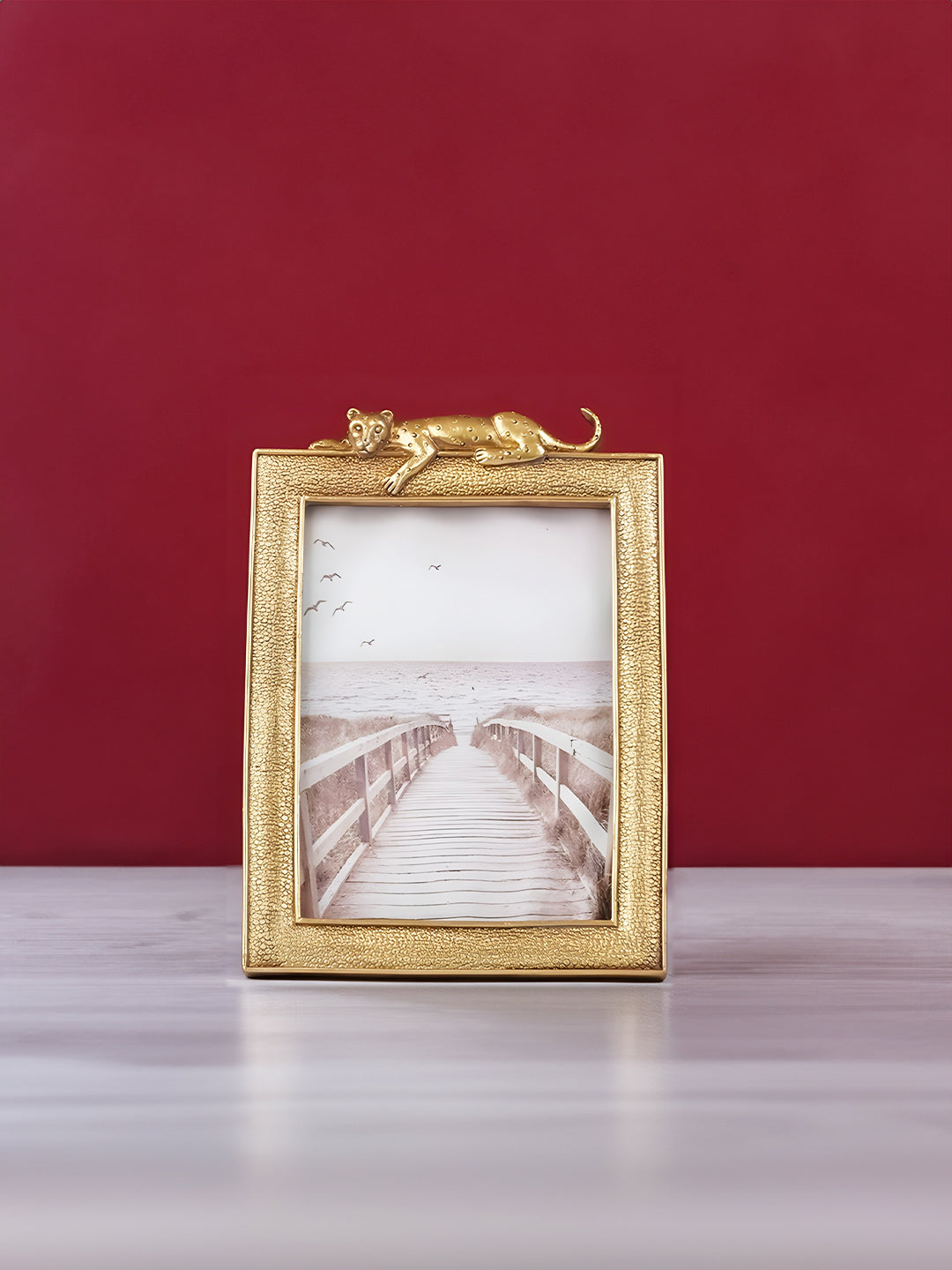 Gold Textured Photo Frame with Leopard Detail Secondary image