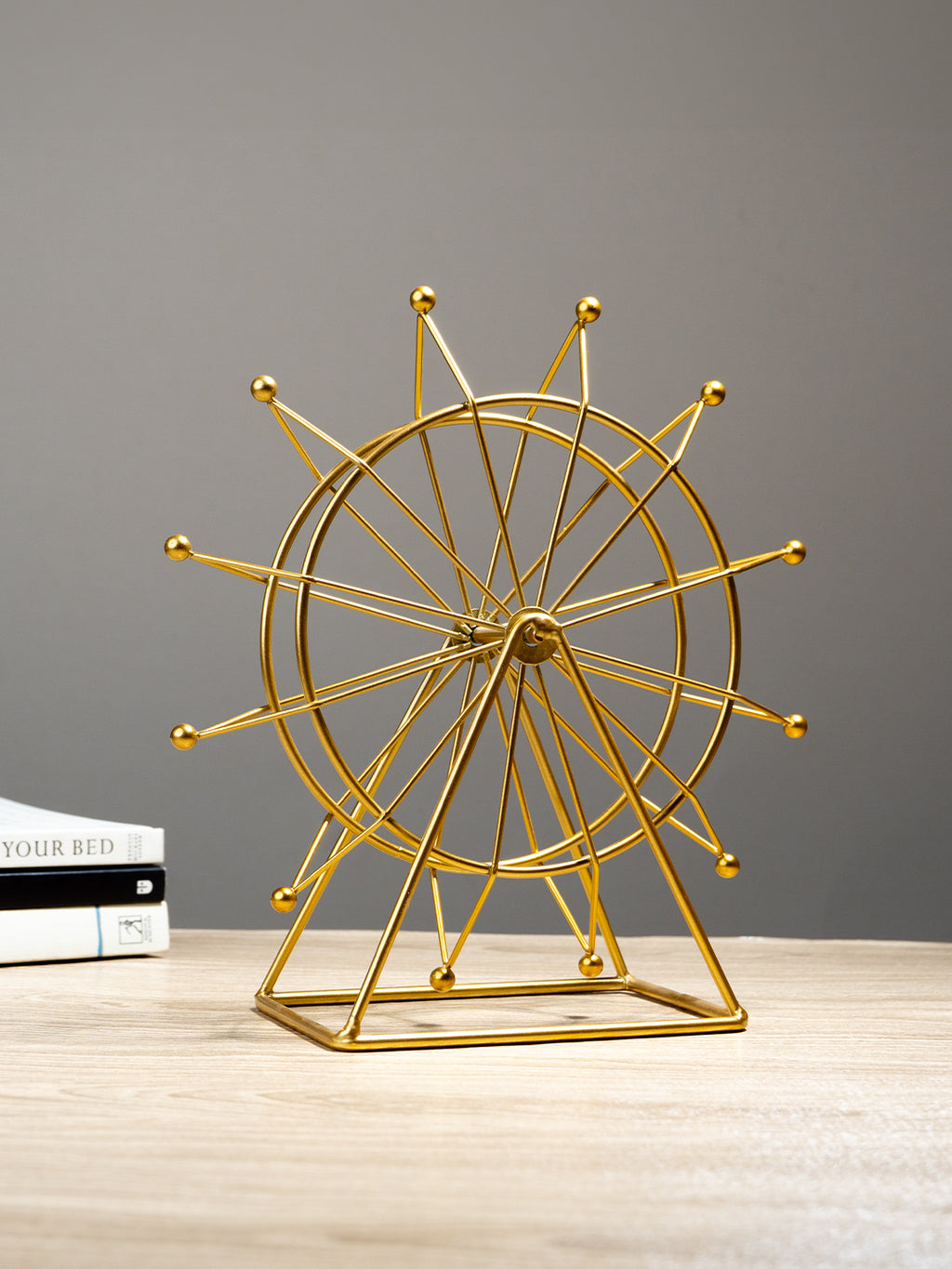 Gold Ferris Wheel Table Decor with Geometric Base
