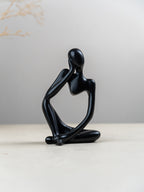 Black Abstract Thinker Sculpture with Modern Design