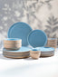 Sky Blue & Sand Ceramic Dinner Set of 20