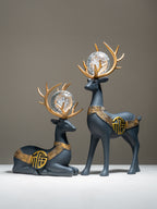 2Pcs Black Modern Deer Resin Figurines for Home Décor