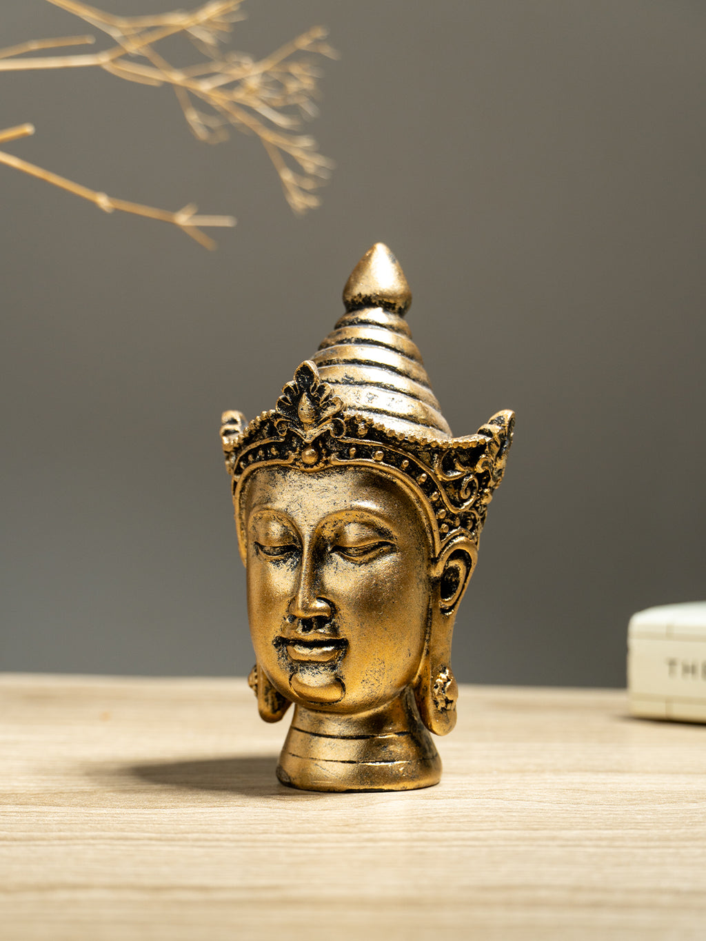 Mini Gold Buddha Head Figurine